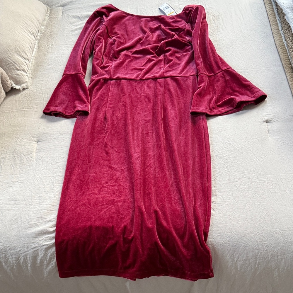 Crown & Ivy Velvet Red Long Sleeve Dress
